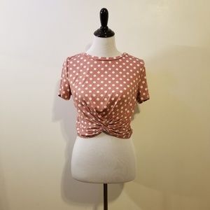 Pink polka dot crop top